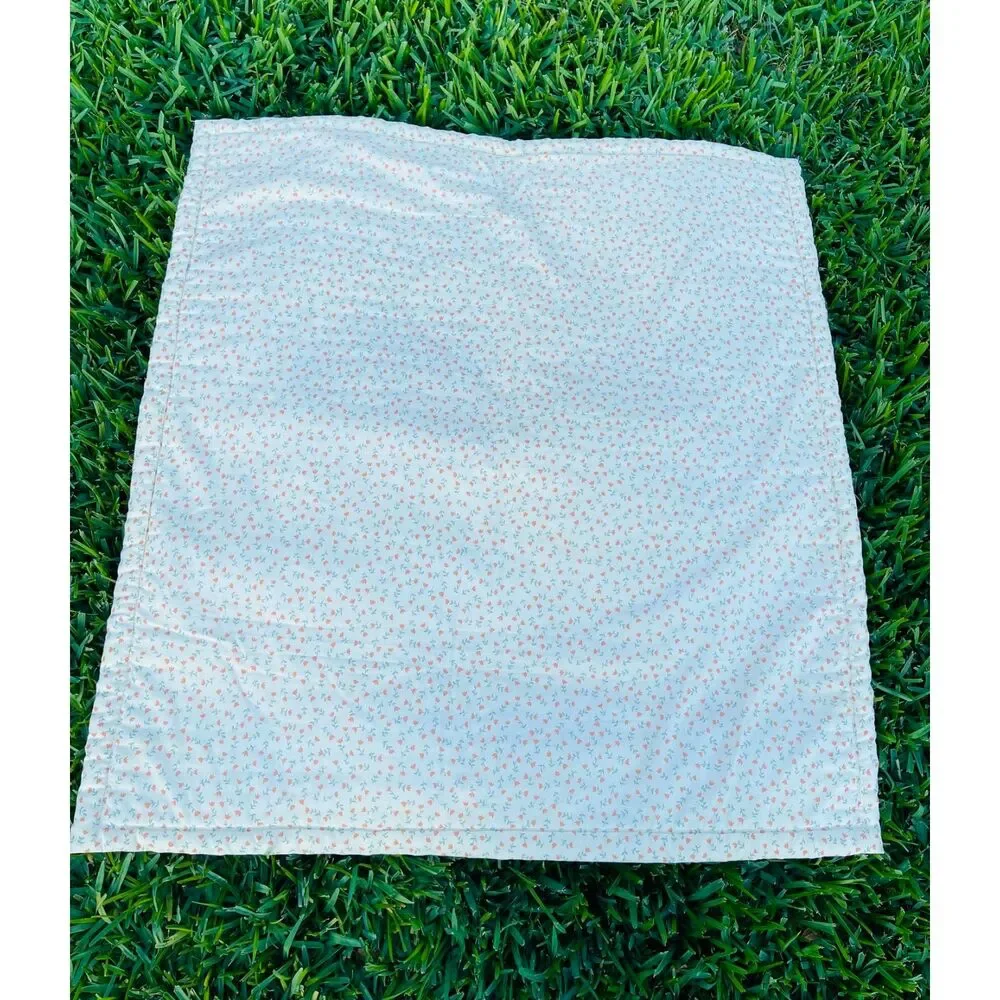 Daisy Kingdom small quilt  VTG lace trim teddy bear nursery blanket 37